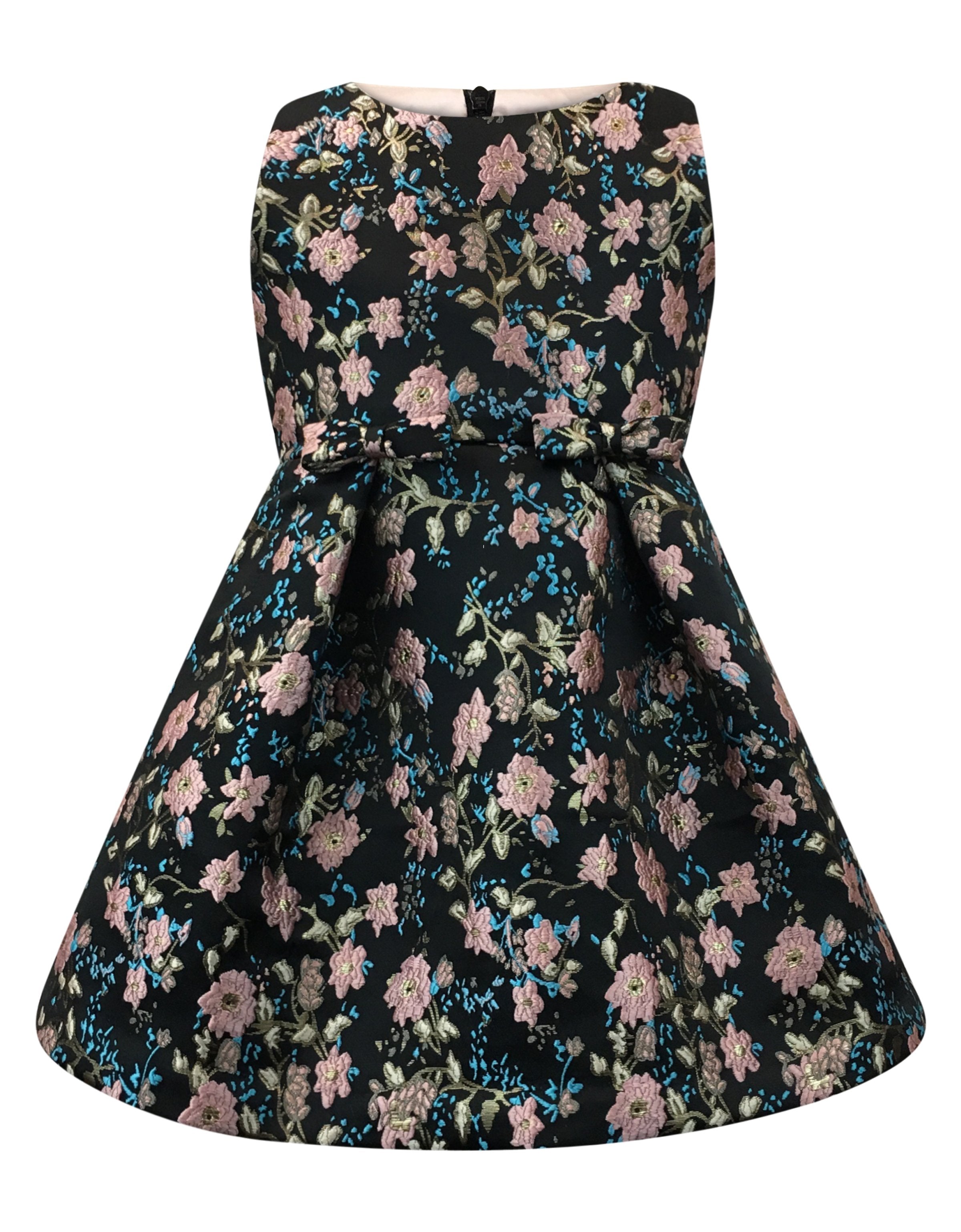 Helena and Harry Girl's Black and Pink Jacquard Dress