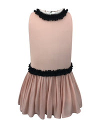 Helena and Harry Girl's Pink Georgette with Black Ruffles Dress