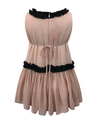 Helena and Harry Girl's Pink Georgette with Black Ruffles Dress