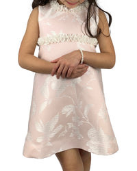 Helena and Harry Girl's Pink Floral Jacquard  Dress