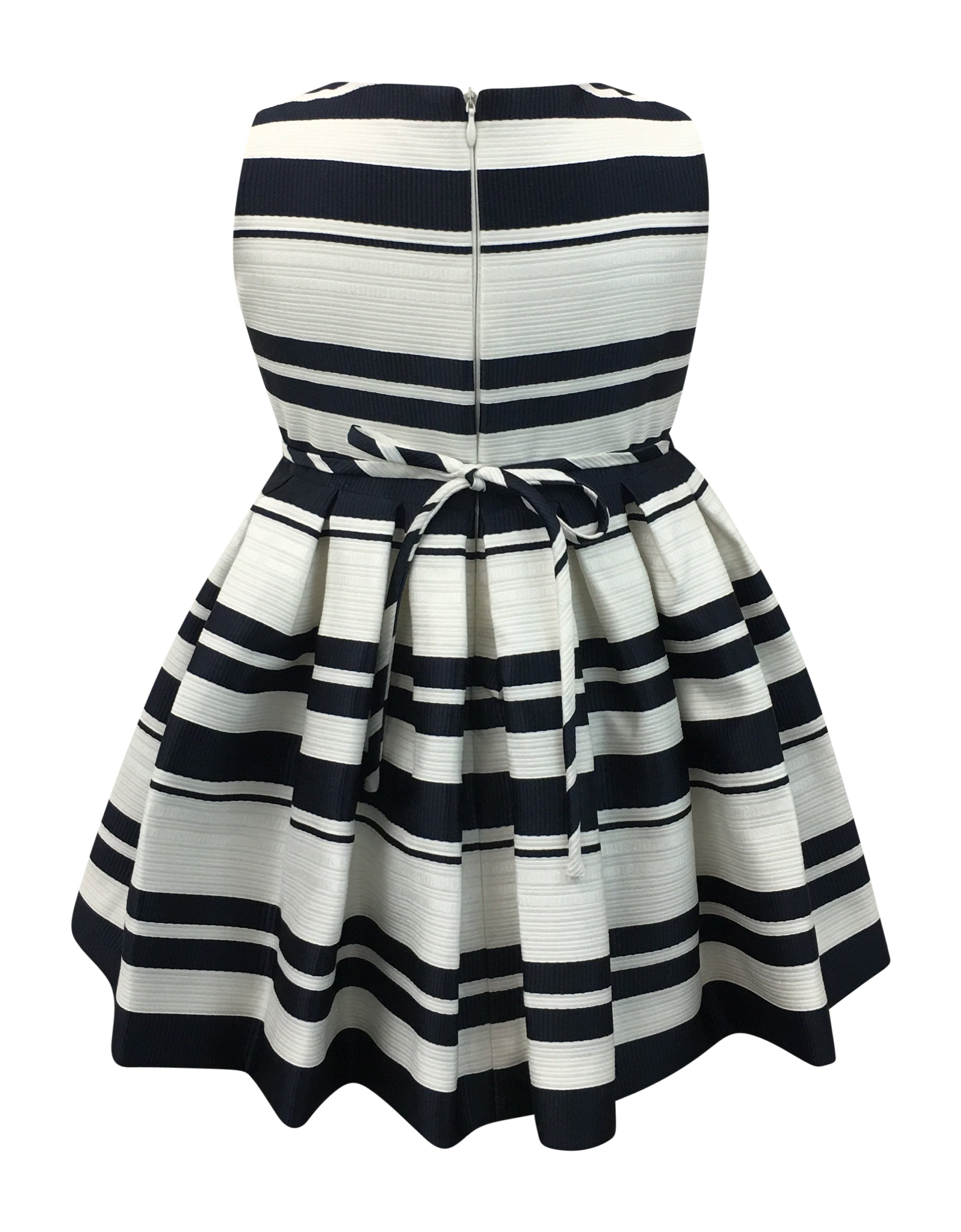Helena and Harry Girl's Navy and Ivory Horizontal Stripe Dress