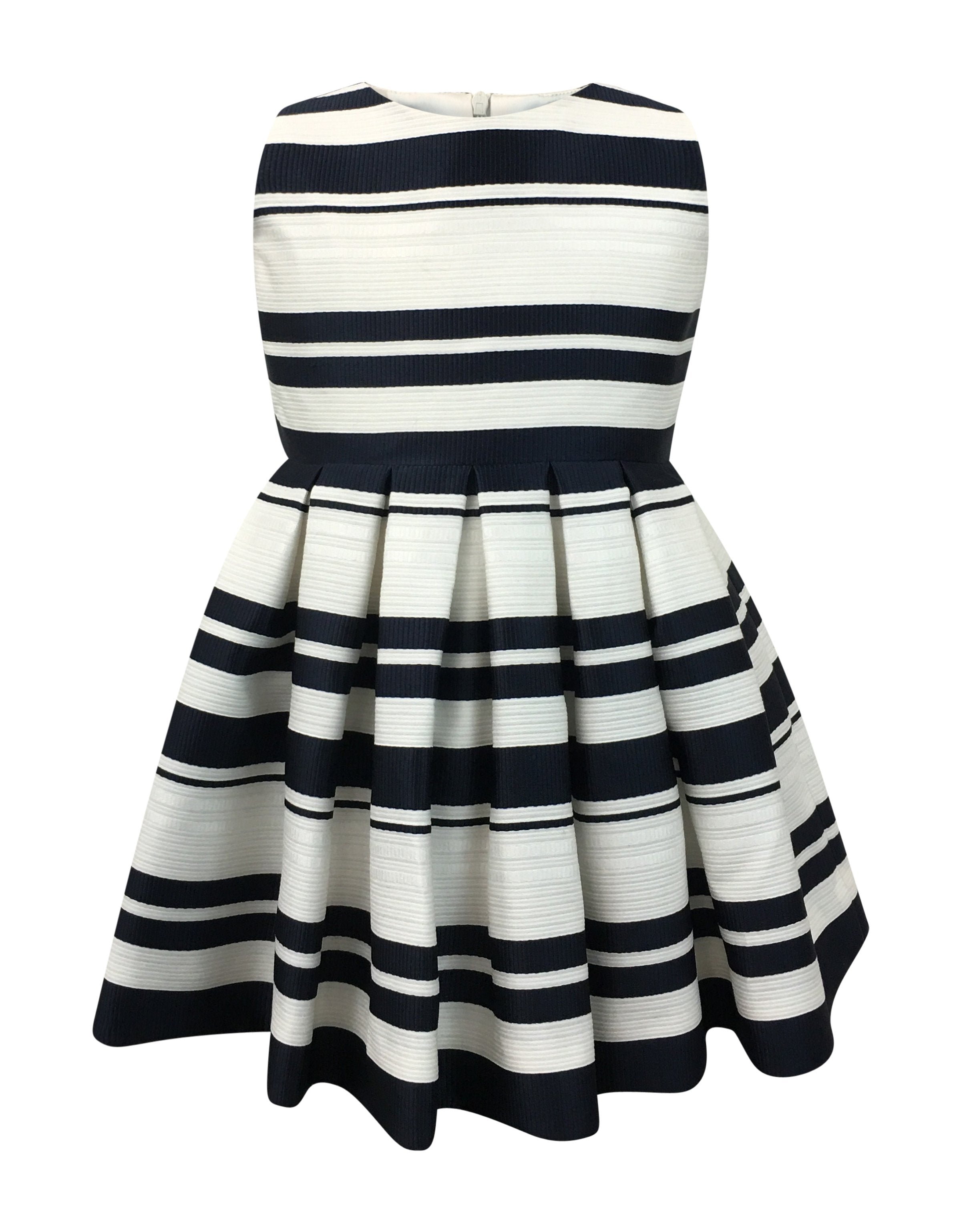 Helena and Harry Girl's Navy and Ivory Horizontal Stripe Dress