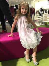 Helena and Harry Girl's Pink and Platinum Lace Dress