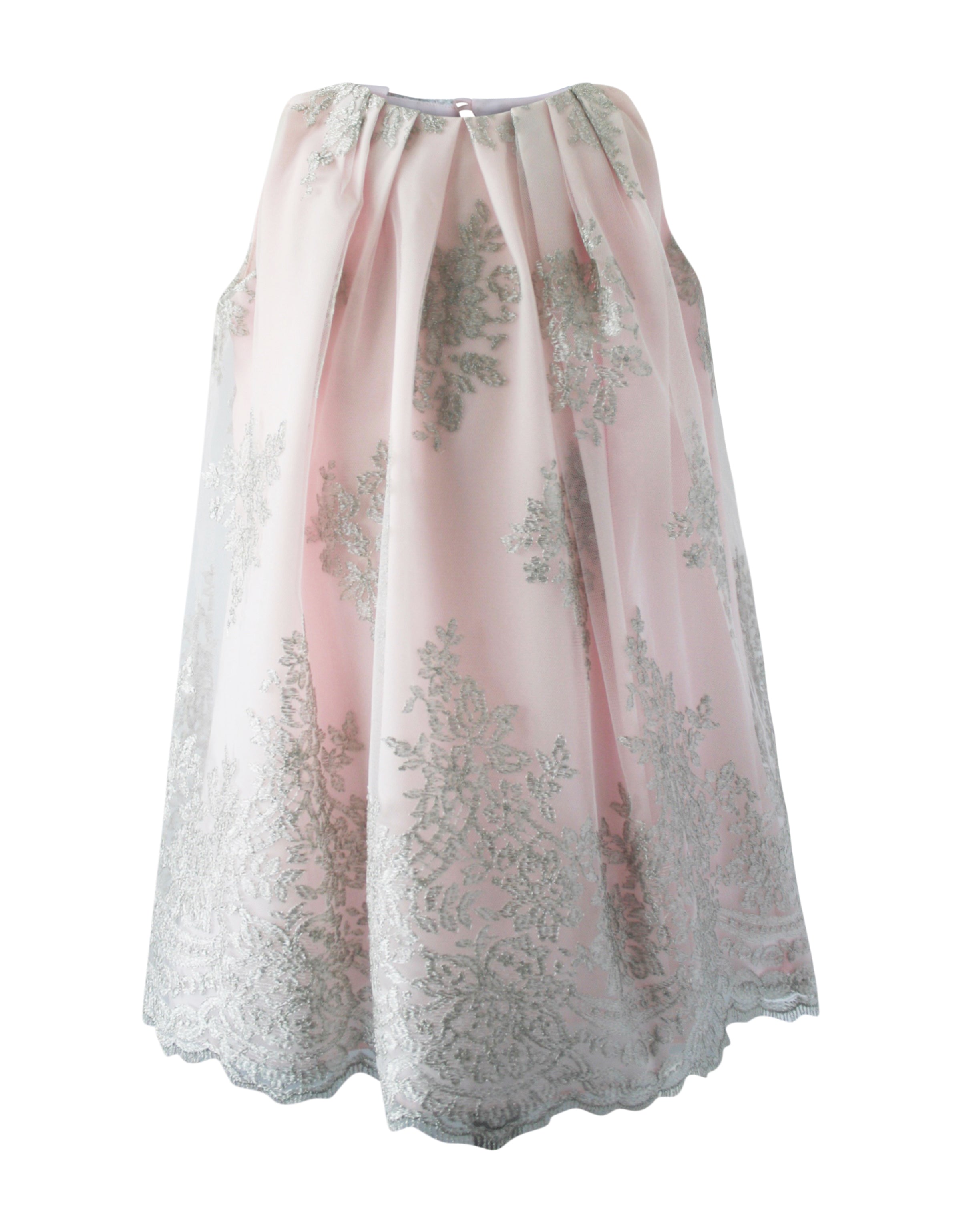 Helena and Harry Girl's Pink and Platinum Lace Dress