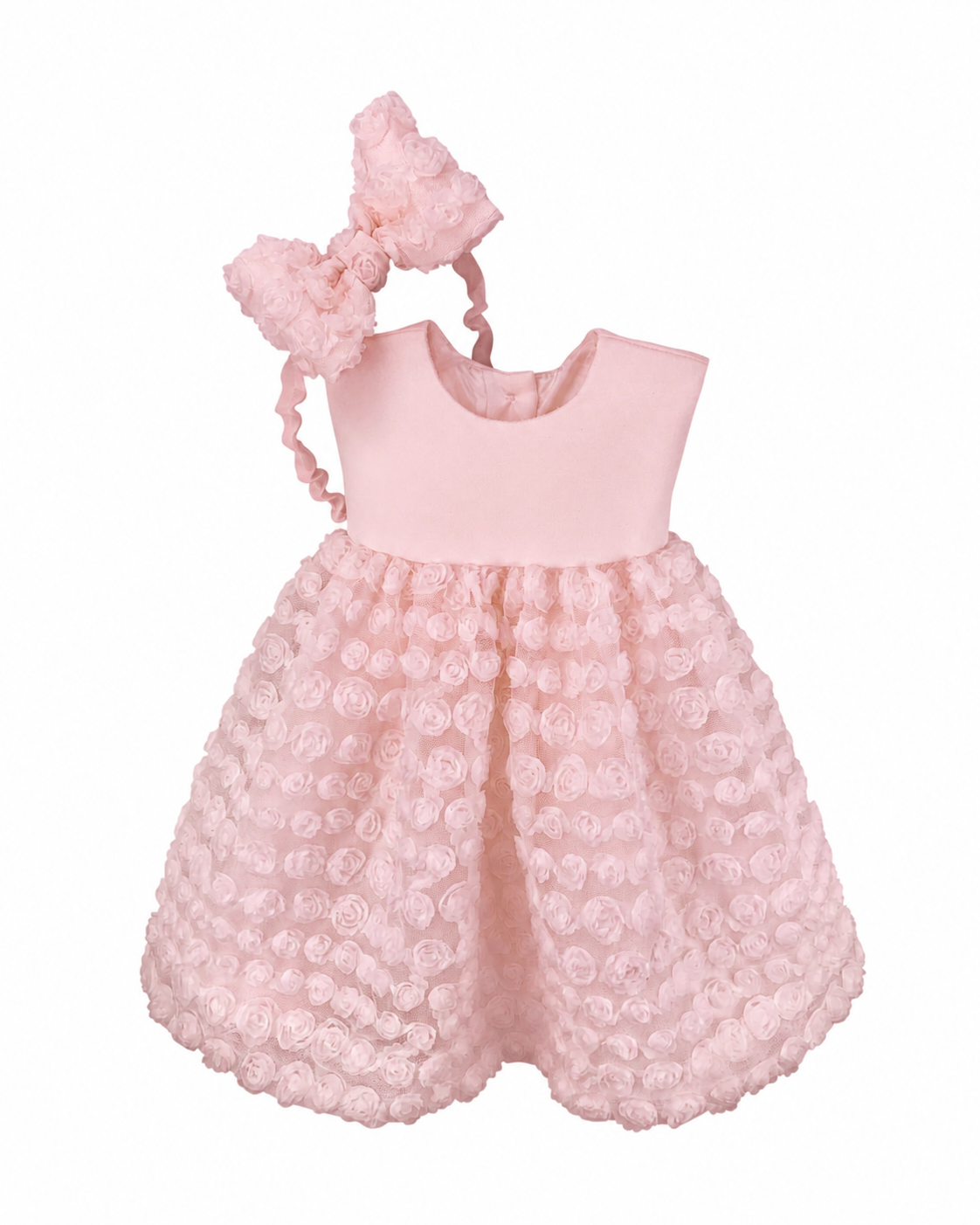 Helena and Harry Pink Baby Rosebud Dress with Matching Headband