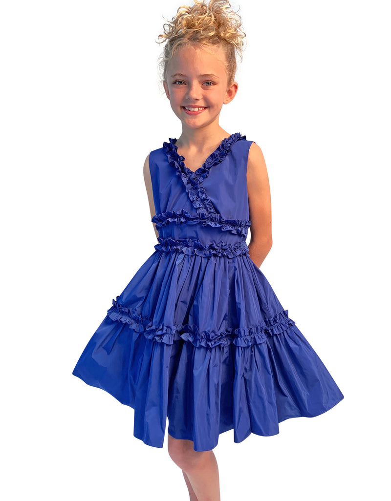Helena and Harry Girl's Royal Ruffle Taffeta Dress