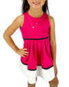 Helena and Harry Girl's Fuchsia and White Knit Dress