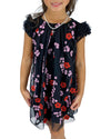 Helena and Harry Girl's Black/ Red/ Pink Embroidered Floral Tuelle Dress