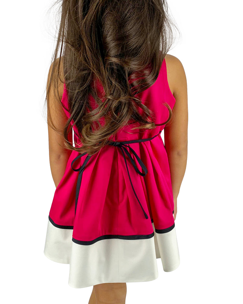 Helena and Harry Girl's Fuchsia and White Knit Dress