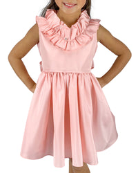 Helena and Harry Pink Taffeta Ruffle Neck Dress