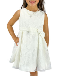 Helena and Harry Girl's White Side Bow Dress
