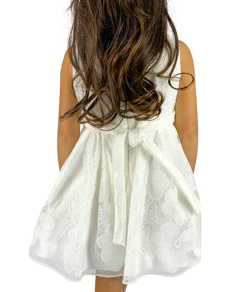 Helena and Harry Girl's White Side Bow Dress