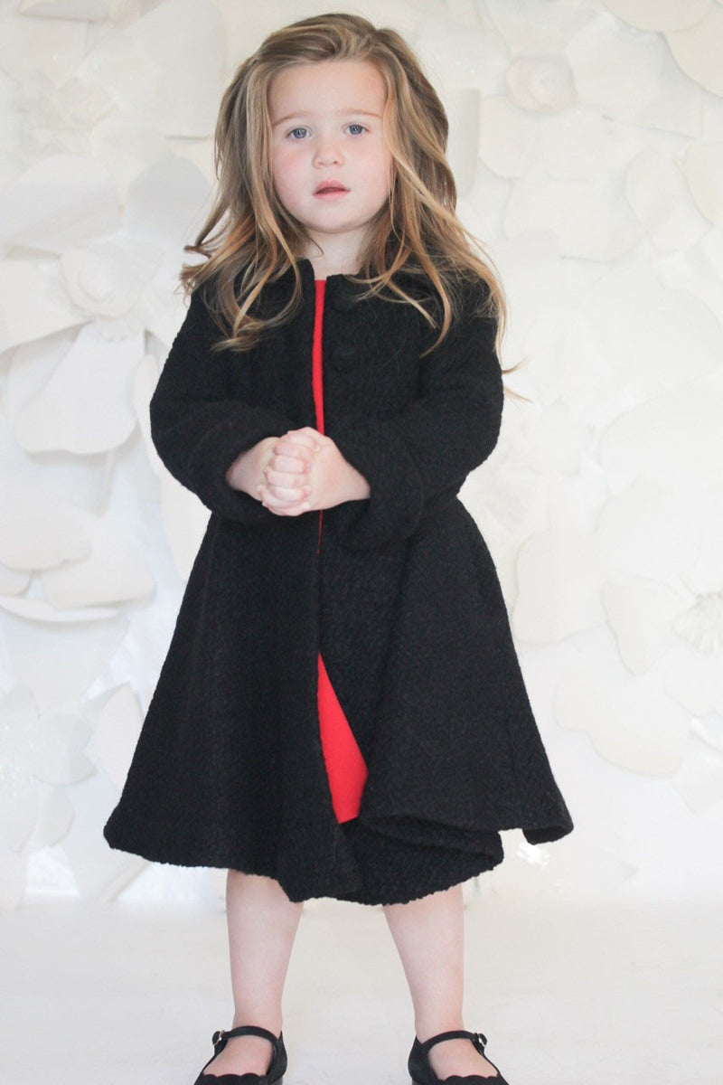 Helena and Harry Girl's Black Boucle Coat