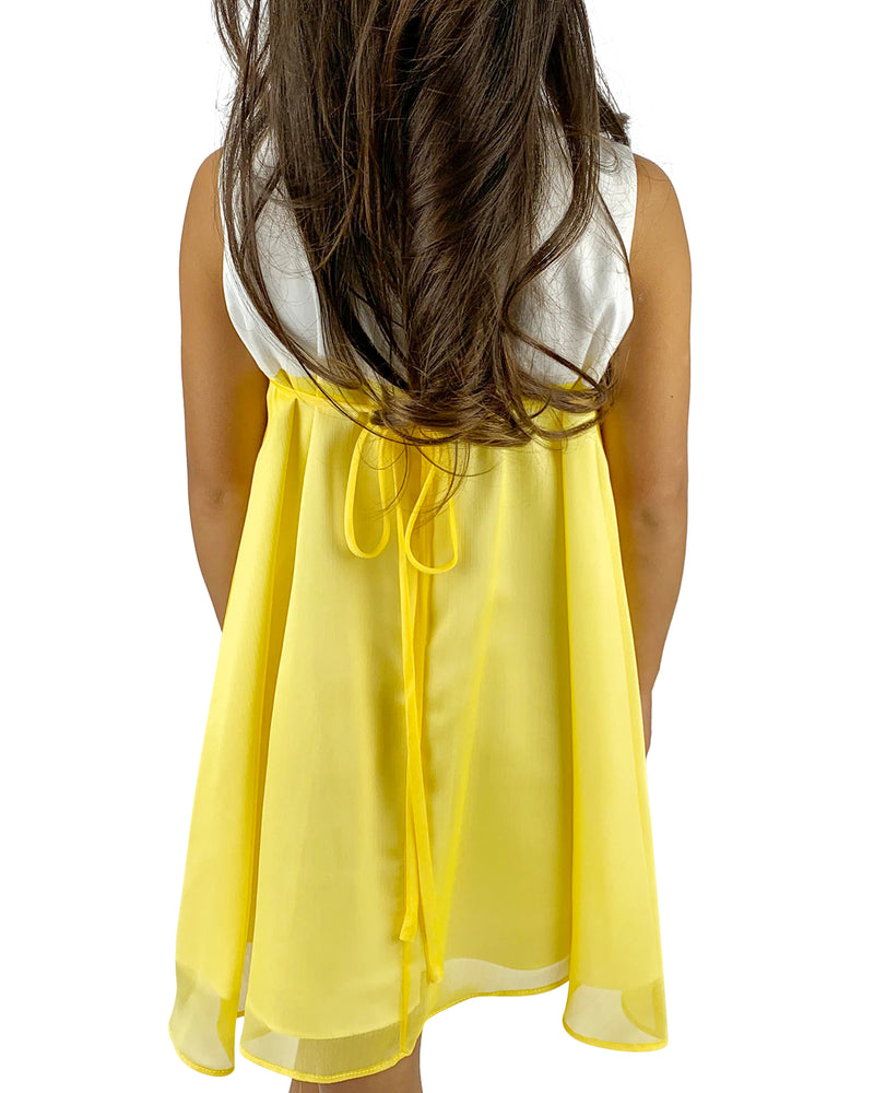 Helena and Harry Yellow and White Front Bow Spectator Dress