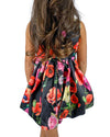 Helena and Harry Girl's Black Floral Printed Taffeta Bubble Dress
