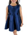 Helena and Harry Girl's Navy Taffeta Rose Dress
