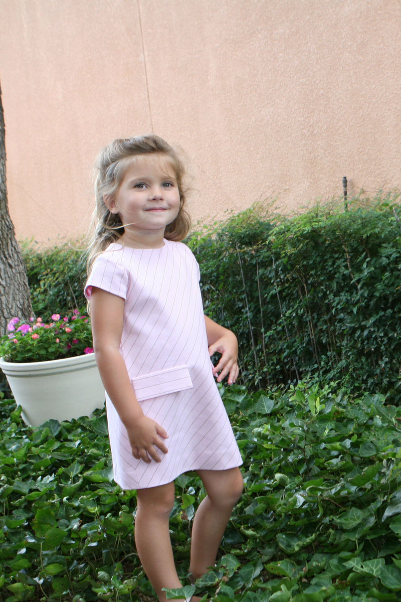 Helena and Harry Girl's Pink with Diagonal Stripes Dress