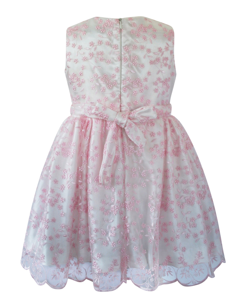 Helena and Harry Girl's Pink Lace Side Bow Dress