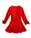 Helena and Harry Girl's Red Long Sleeve with Wrist Bows Dress