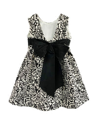 Helena and Harry Girl's Black and Ivory Rose Knit Dress