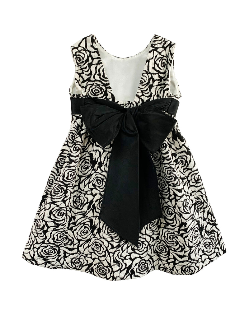 Helena and Harry Girl's Black and Ivory Rose Knit Dress