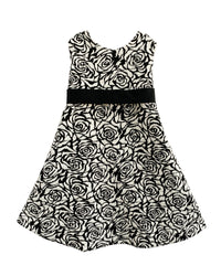 Helena and Harry Girl's Black and Ivory Rose Knit Dress