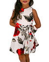 Helena and Harry Girl's Red Roses on Ivory Dress