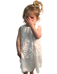 Helena and Harry Girl's Pink and White Flowers on Lace Dress