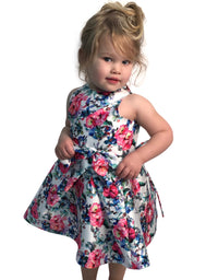 Helena and Harry Girl's Bright Floral Printed Taffeta Dress