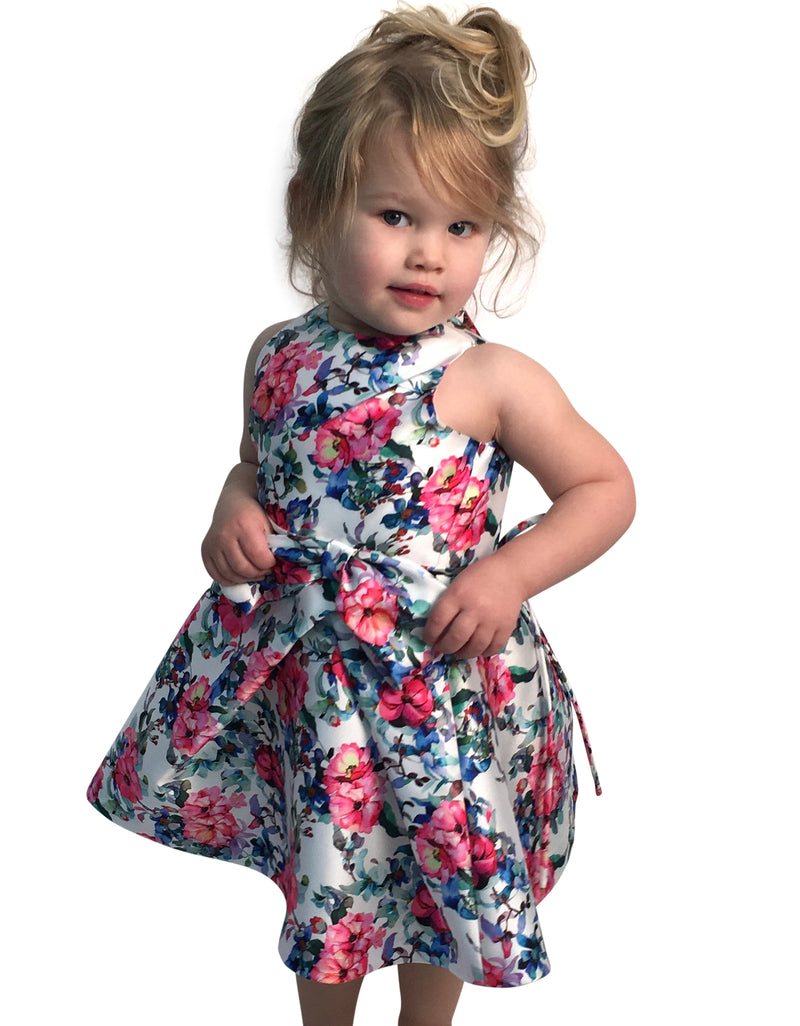 Helena and Harry Girl's Bright Floral Printed Taffeta Dress by HELENA & HARRY IV CO.