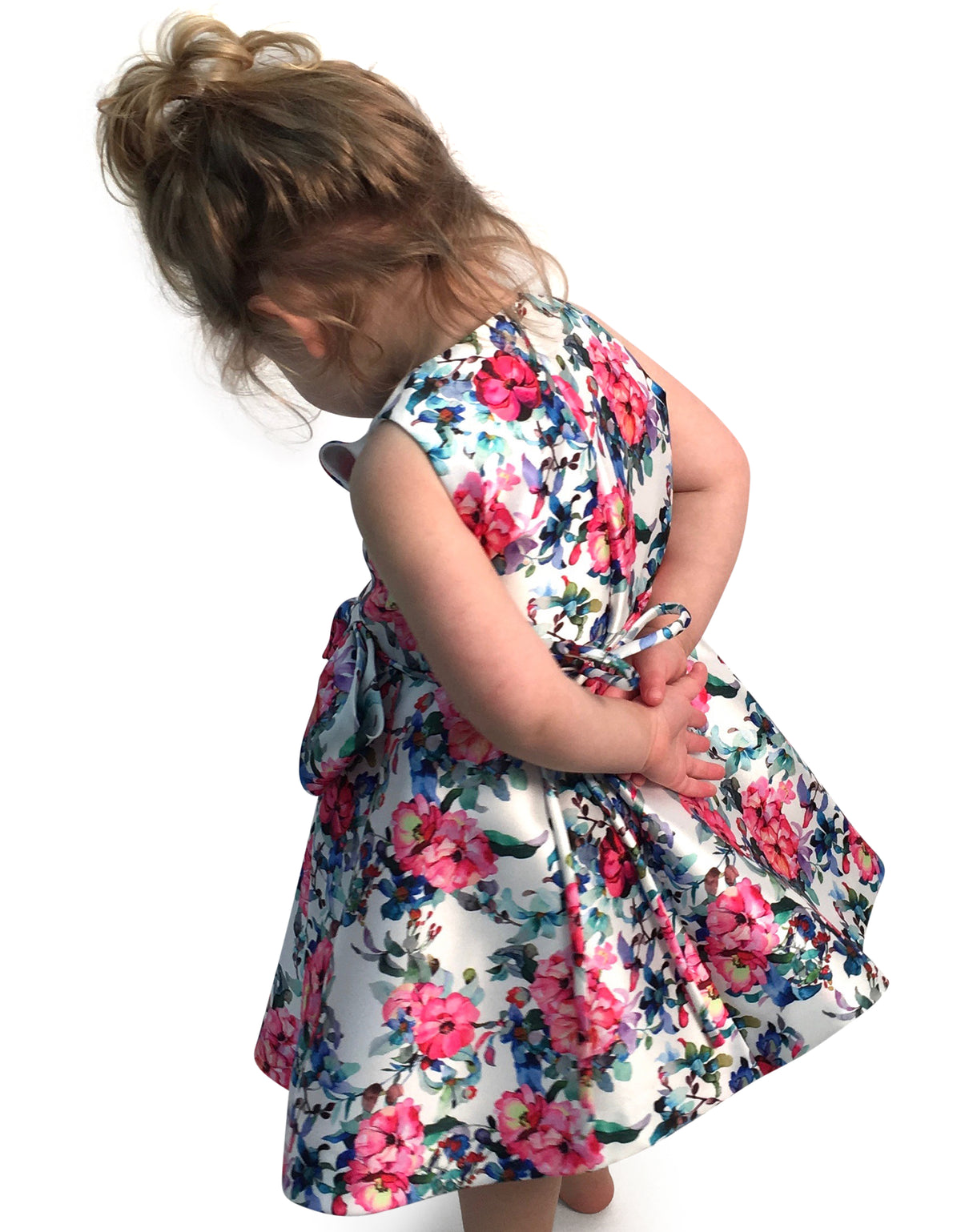 Helena and Harry Girl's Bright Floral Printed Taffeta Dress