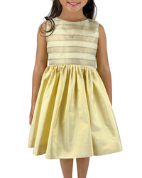 Helena and Harry Girl's Gold Silk Stripe Dress