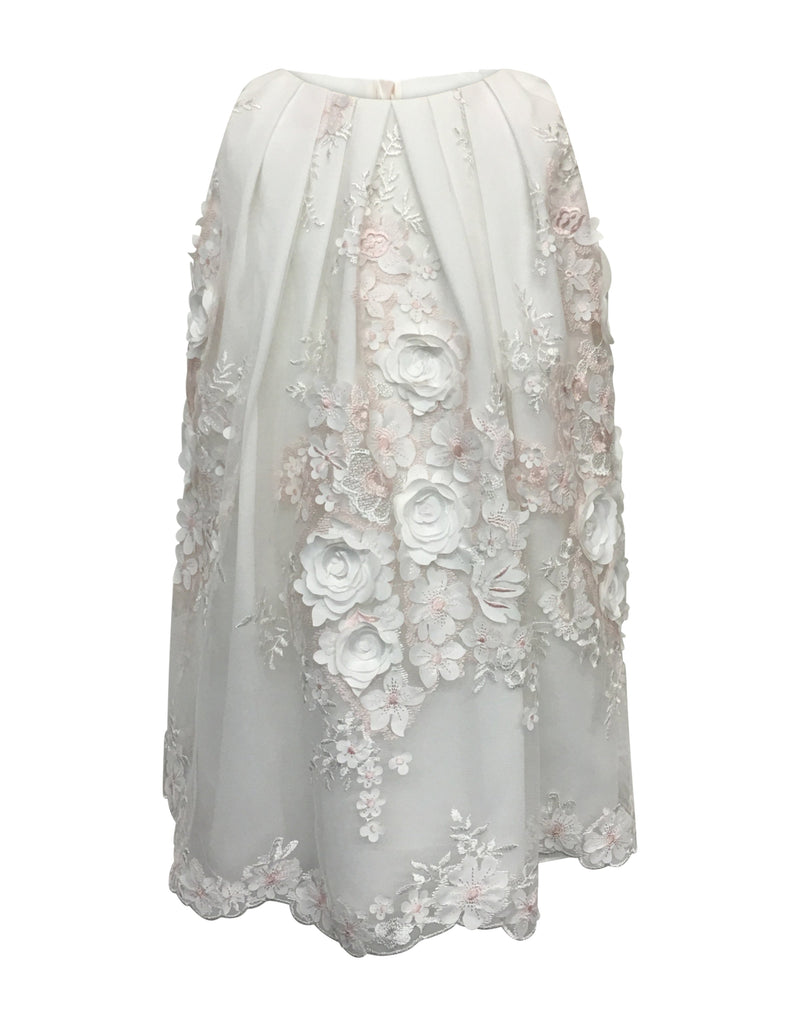 Helena and Harry Girl's Pink and White Flowers on Lace Dress