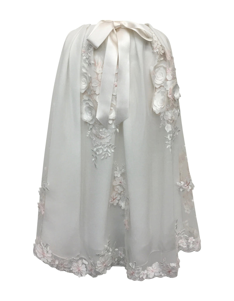 Helena and Harry Girl's Pink and White Flowers on Lace Dress