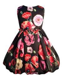 Helena and Harry Girl's Red Printed Taffeta Dress
